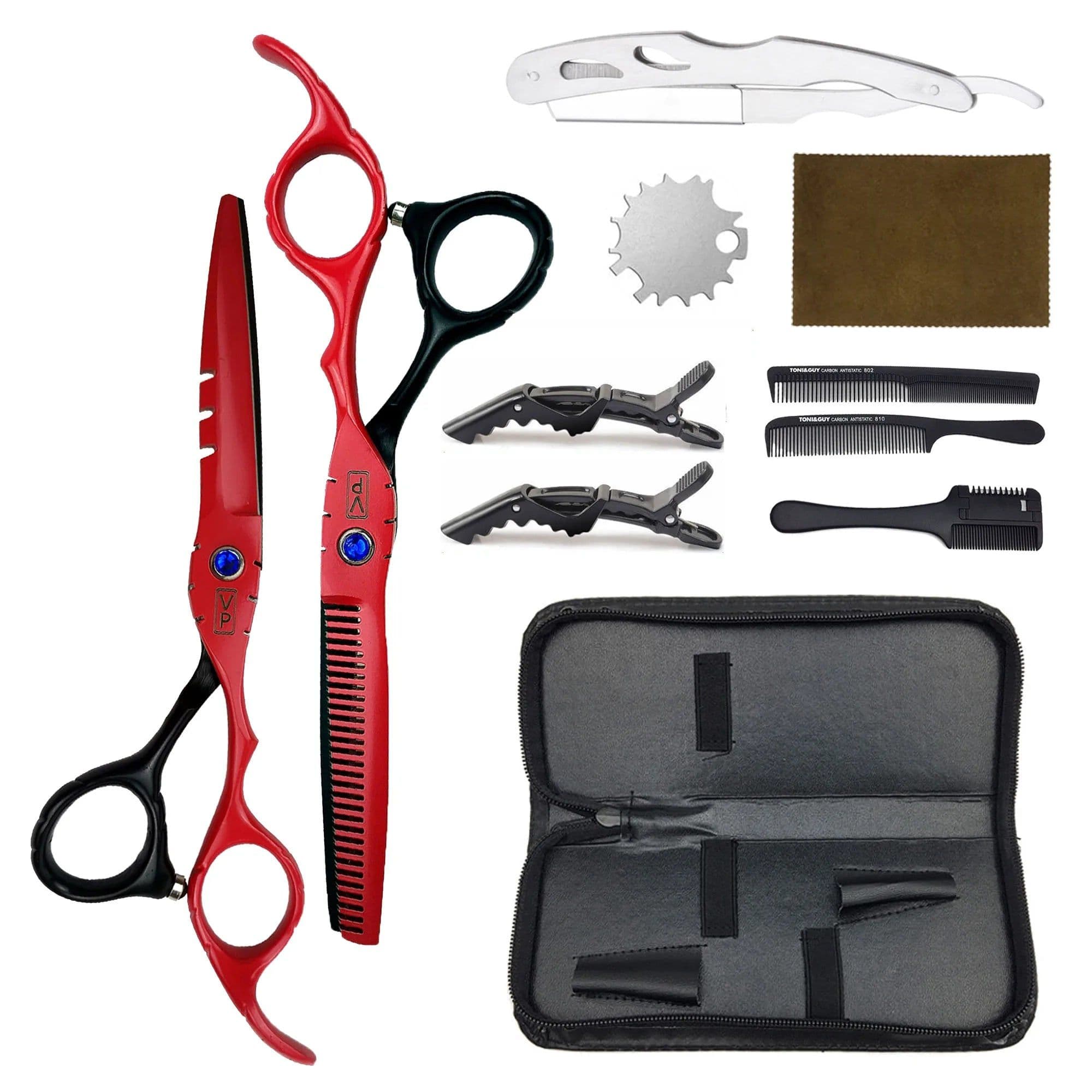 image-6.0" Hair Scissors Professional Hairdressing Scissors Set Barber Scissors Thinning Shears Hair Cutting Tool Hairdresser Scissors
