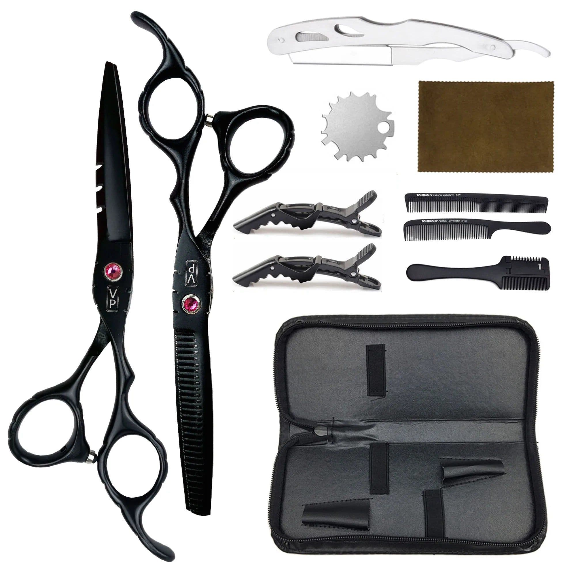 image-6.0" Hair Scissors Professional Hairdressing Scissors Set Barber Scissors Thinning Shears Hair Cutting Tool Hairdresser Scissors