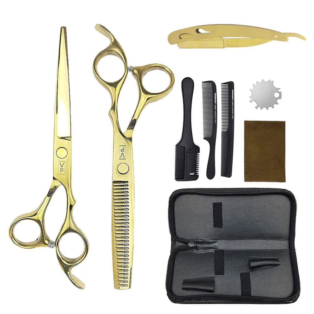 image-6.0" Hair Scissors Professional Hairdressing Scissors Set Barber Scissors Thinning Shears Hair Cutting Tool Hairdresser Scissors