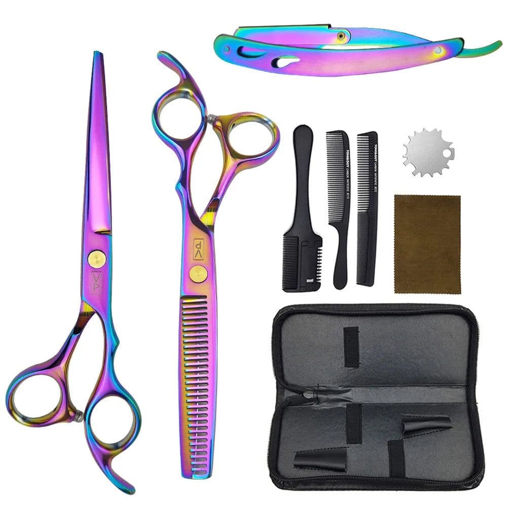 image-6.0" Hair Scissors Professional Hairdressing Scissors Set Barber Scissors Thinning Shears Hair Cutting Tool Hairdresser Scissors