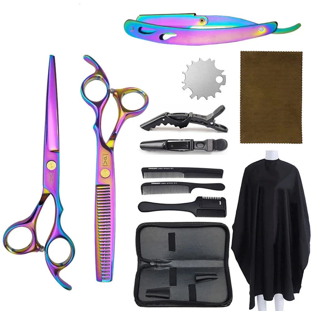 image-6.0" Hair Scissors Professional Hairdressing Scissors Set Barber Scissors Thinning Shears Hair Cutting Tool Hairdresser Scissors