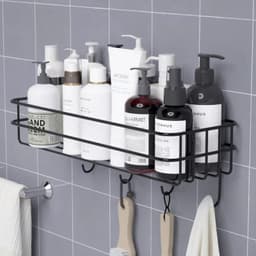 image-1PC Punch-free bathroom shelf storage organizer shower wall shelf storage box kitchen basket bathroom accessories WJ102813