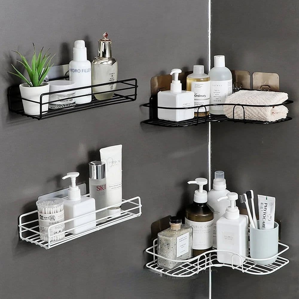 image-1PC Punch-free bathroom shelf storage organizer shower wall shelf storage box kitchen basket bathroom accessories WJ102813