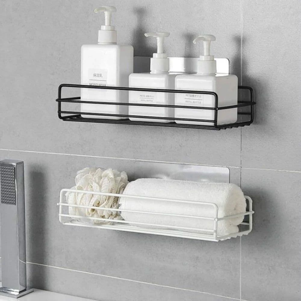image-1PC Punch-free bathroom shelf storage organizer shower wall shelf storage box kitchen basket bathroom accessories WJ102813
