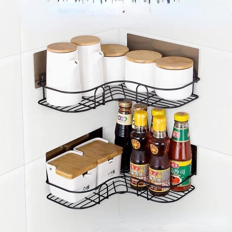 image-1PC Punch-free bathroom shelf storage organizer shower wall shelf storage box kitchen basket bathroom accessories WJ102813