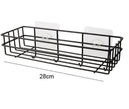 image-1PC Punch-free bathroom shelf storage organizer shower wall shelf storage box kitchen basket bathroom accessories WJ102813