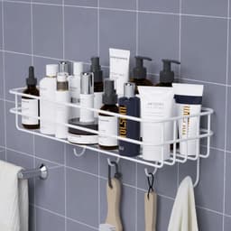 image-1PC Punch-free bathroom shelf storage organizer shower wall shelf storage box kitchen basket bathroom accessories WJ102813