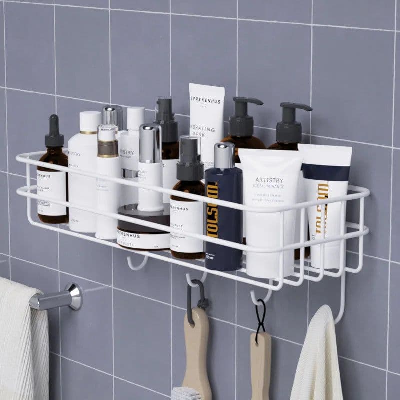 image-1PC Punch-free bathroom shelf storage organizer shower wall shelf storage box kitchen basket bathroom accessories WJ102813