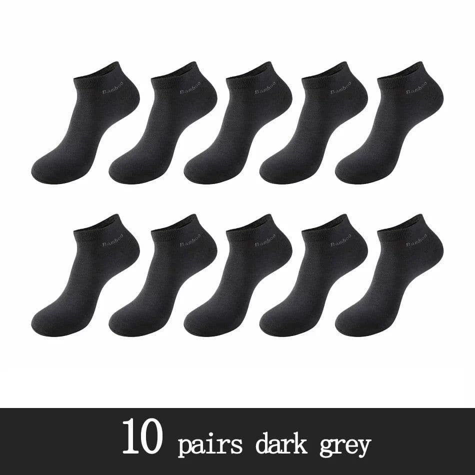 image-10 Pairs / Pack Men's Bamboo Fiber Socks Short High Quality New Casual Breatheable Anti-Bacterial Man Ankle Socks Men