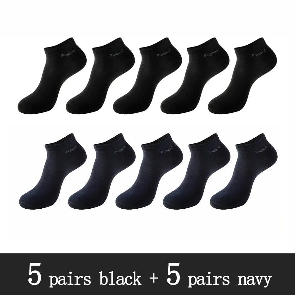 image-10 Pairs / Pack Men's Bamboo Fiber Socks Short High Quality New Casual Breatheable Anti-Bacterial Man Ankle Socks Men