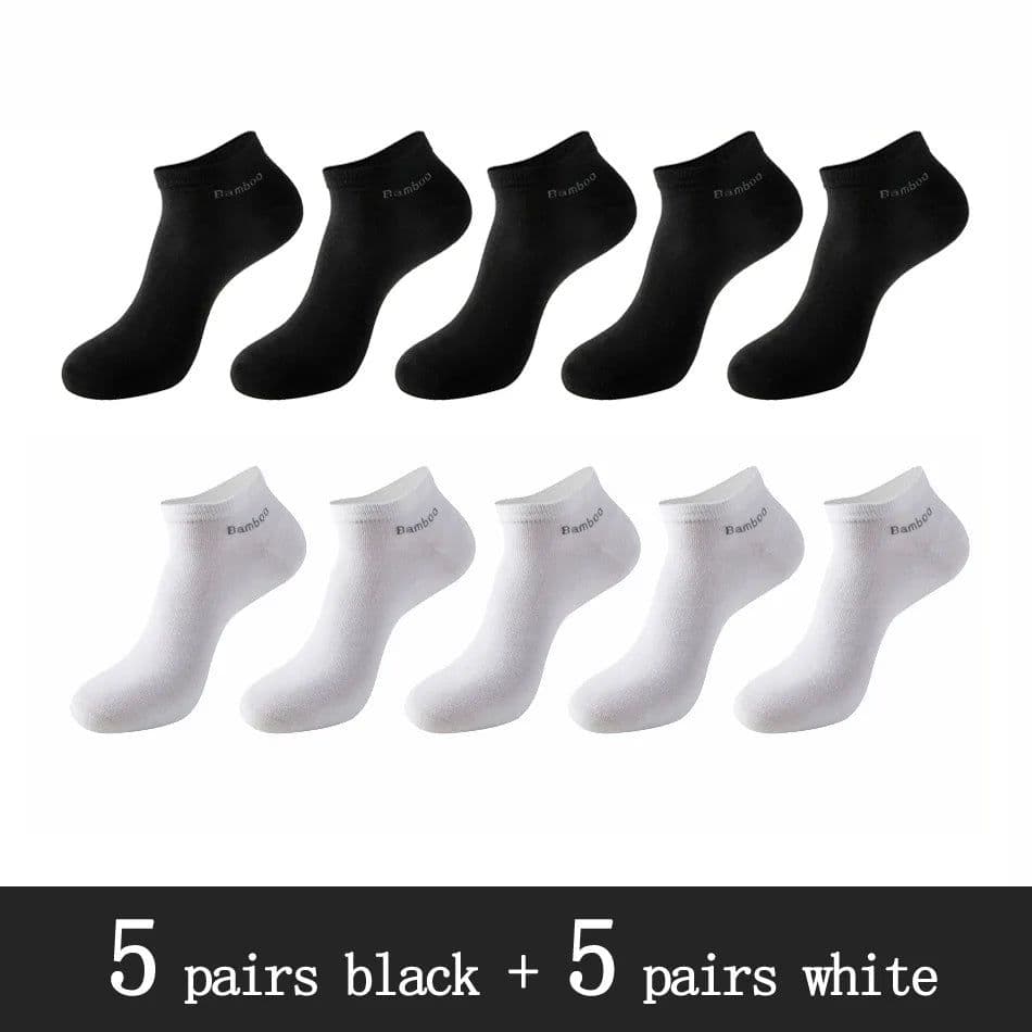 image-10 Pairs / Pack Men's Bamboo Fiber Socks Short High Quality New Casual Breatheable Anti-Bacterial Man Ankle Socks Men