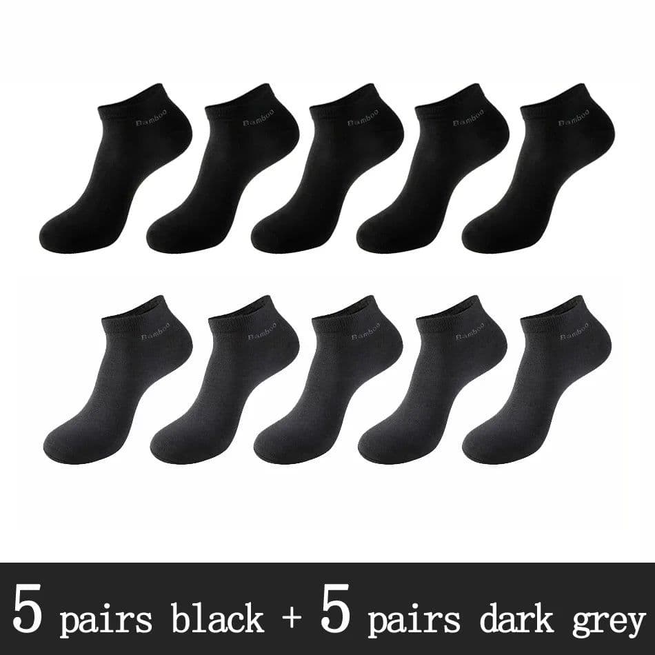 image-10 Pairs / Pack Men's Bamboo Fiber Socks Short High Quality New Casual Breatheable Anti-Bacterial Man Ankle Socks Men