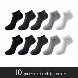 image-10 Pairs / Pack Men's Bamboo Fiber Socks Short High Quality New Casual Breatheable Anti-Bacterial Man Ankle Socks Men