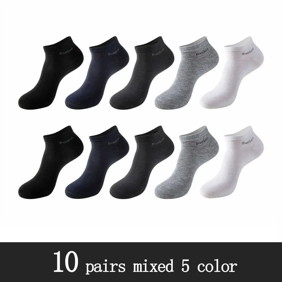 image-10 Pairs / Pack Men's Bamboo Fiber Socks Short High Quality New Casual Breatheable Anti-Bacterial Man Ankle Socks Men