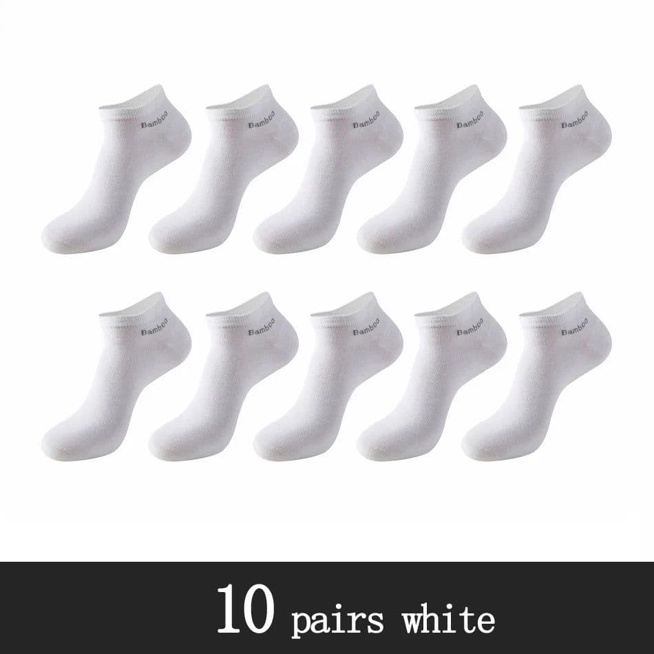 image-10 Pairs / Pack Men's Bamboo Fiber Socks Short High Quality New Casual Breatheable Anti-Bacterial Man Ankle Socks Men