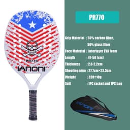 image-New 12K High Quality Carbon And Glass Fiber Beach Tennis Racket Soft Face Racquet Protective Bag Cover Padel Sporting Goods