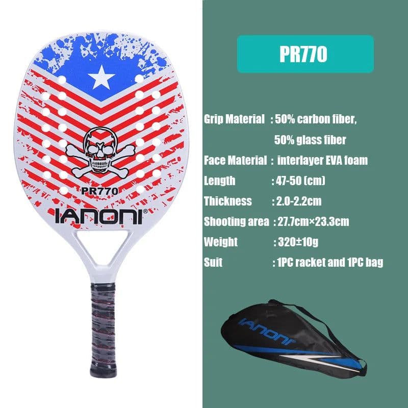 image-New 12K High Quality Carbon And Glass Fiber Beach Tennis Racket Soft Face Racquet Protective Bag Cover Padel Sporting Goods