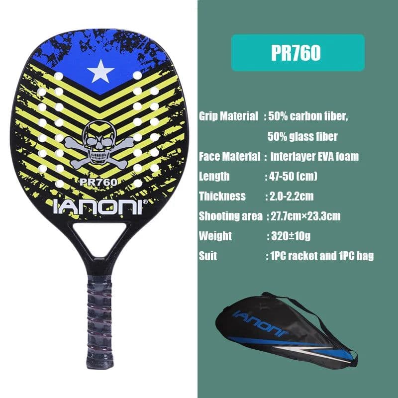 image-New 12K High Quality Carbon And Glass Fiber Beach Tennis Racket Soft Face Racquet Protective Bag Cover Padel Sporting Goods