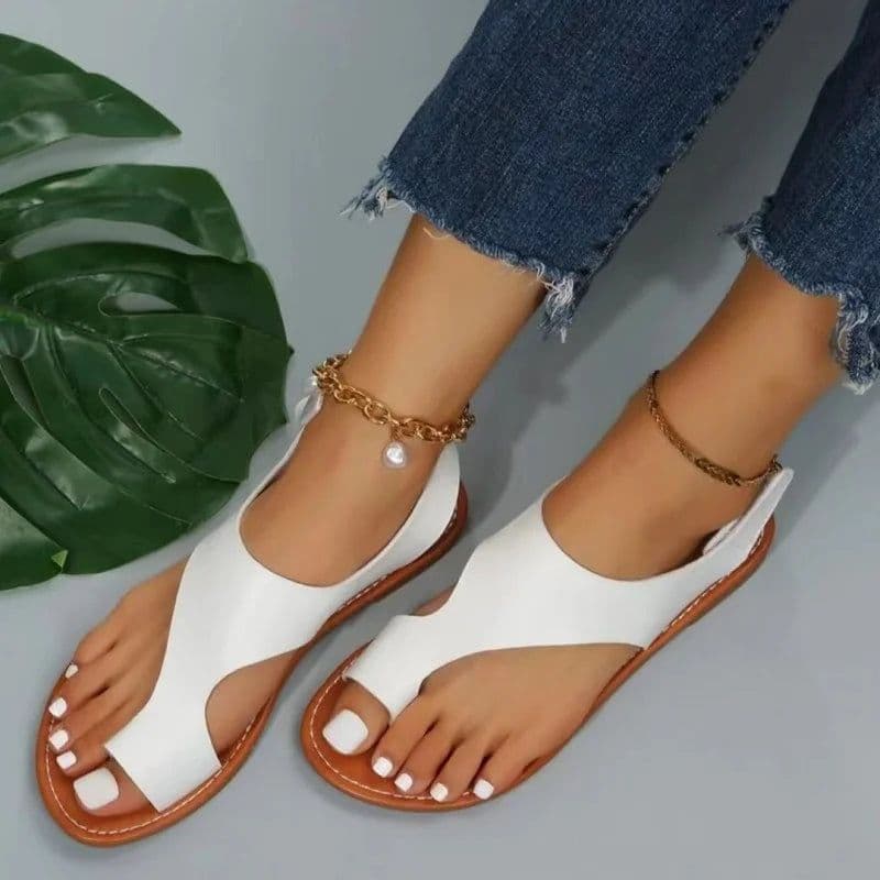 image-Women's Sandals Flats Flip-flops Summer 2024 New Casual Elegant Woman Shoes with Low Heels Luxury Best Selling Comfortable White