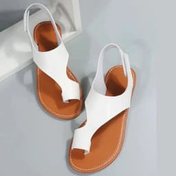 image-Women's Sandals Flats Flip-flops Summer 2024 New Casual Elegant Woman Shoes with Low Heels Luxury Best Selling Comfortable White