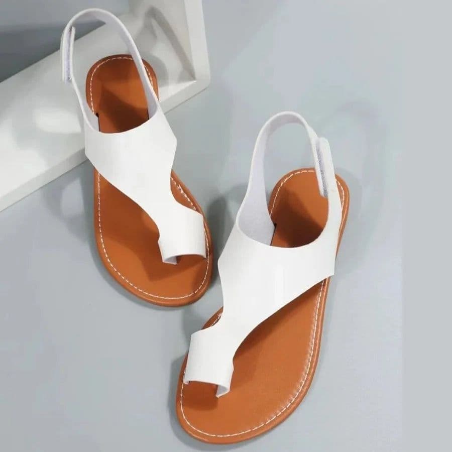 image-Women's Sandals Flats Flip-flops Summer 2024 New Casual Elegant Woman Shoes with Low Heels Luxury Best Selling Comfortable White