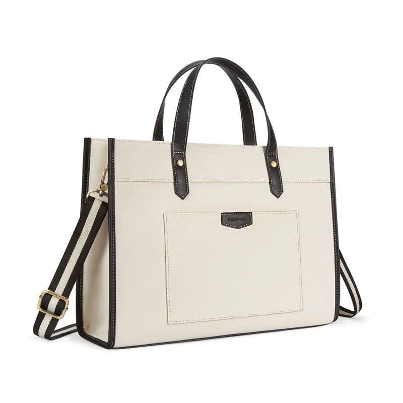 image-Women Briefcase Tote Bag 15.6 inch Laptop Bag Travel Office College Canvas Handbag Casual Work Business Trip Shoulder Bags