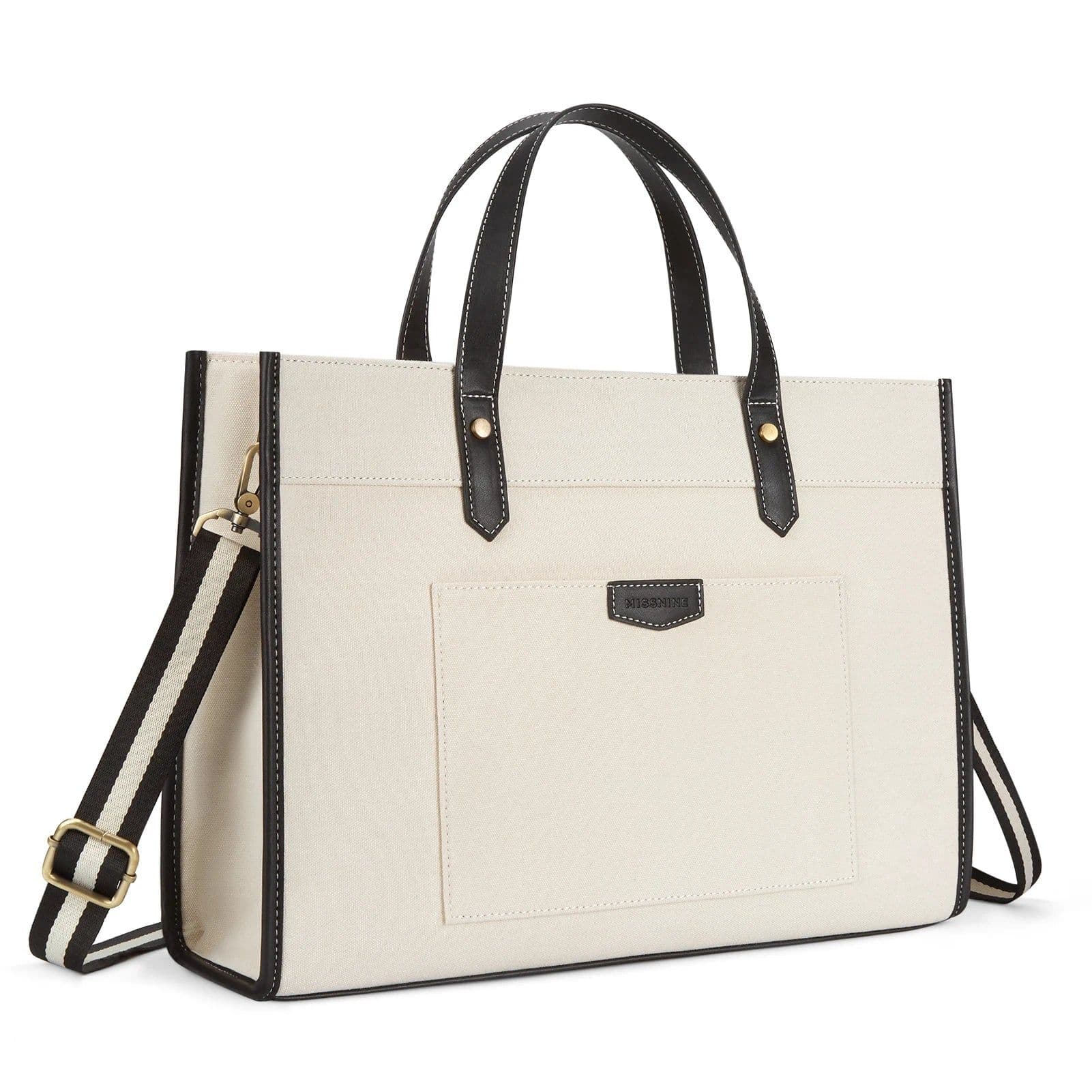 image-Women Briefcase Tote Bag 15.6 inch Laptop Bag Travel Office College Canvas Handbag Casual Work Business Trip Shoulder Bags