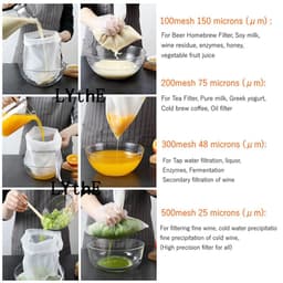 image-60/100/300/500 Mesh Reusable Home Beer Brewing Strainers Bag Fine Mesh Nylon Homebrew Straining Bag for Wine Making Filter Bag