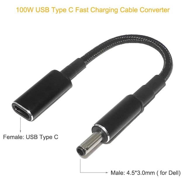 image-100W USB C PD to DC Universal Laptop Charger Converter Type C Fast Charging Adapter Cable Cord for Asus Lenovo Hp Dell Laptop