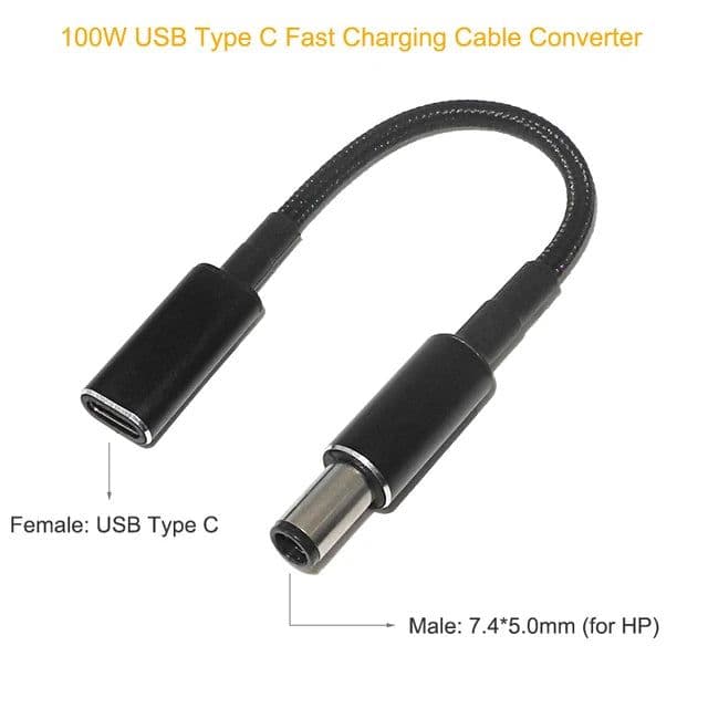 image-100W USB C PD to DC Universal Laptop Charger Converter Type C Fast Charging Adapter Cable Cord for Asus Lenovo Hp Dell Laptop