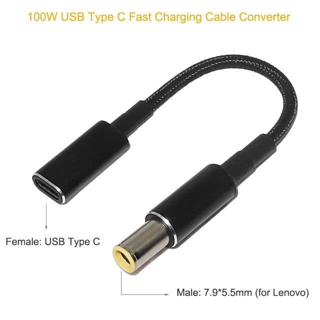 image-100W USB C PD to DC Universal Laptop Charger Converter Type C Fast Charging Adapter Cable Cord for Asus Lenovo Hp Dell Laptop