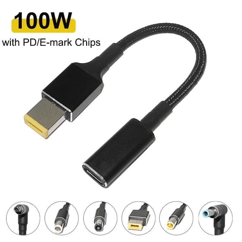 image-100W USB C PD to DC Universal Laptop Charger Converter Type C Fast Charging Adapter Cable Cord for Asus Lenovo Hp Dell Laptop