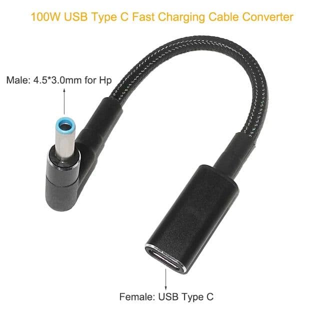 image-100W USB C PD to DC Universal Laptop Charger Converter Type C Fast Charging Adapter Cable Cord for Asus Lenovo Hp Dell Laptop