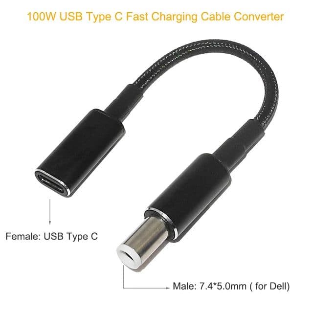 image-100W USB C PD to DC Universal Laptop Charger Converter Type C Fast Charging Adapter Cable Cord for Asus Lenovo Hp Dell Laptop