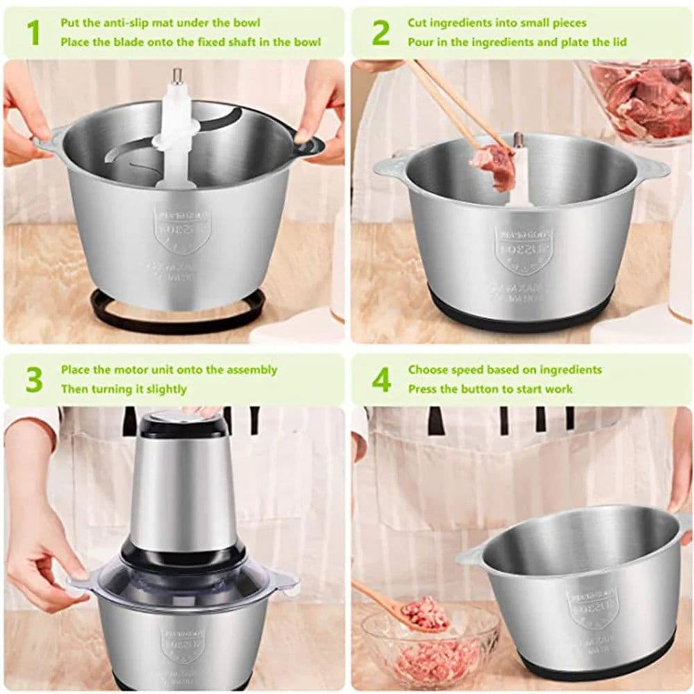 image-2Speeds 304Stainless Steel Electric Chopper Meat Grinder Mincer Food Processor Slicer Vegetable food chopper meat slicer machine