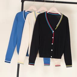 image-Crochet Top Blouses Tricot Clothing Cropped Korean Fashion Style Jersey Cardigan Female Knitted Ladies Sweaters Black Outerwear