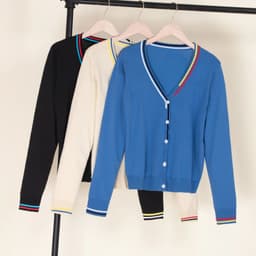 image-Crochet Top Blouses Tricot Clothing Cropped Korean Fashion Style Jersey Cardigan Female Knitted Ladies Sweaters Black Outerwear