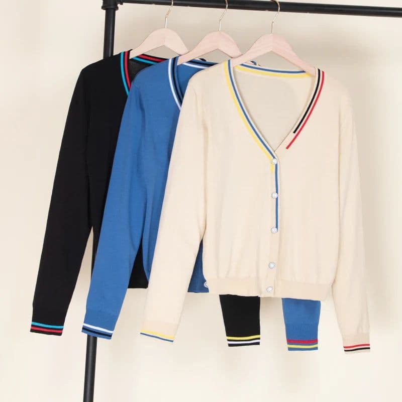 image-Crochet Top Blouses Tricot Clothing Cropped Korean Fashion Style Jersey Cardigan Female Knitted Ladies Sweaters Black Outerwear