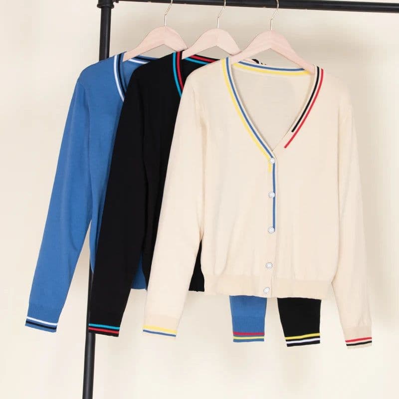 image-Crochet Top Blouses Tricot Clothing Cropped Korean Fashion Style Jersey Cardigan Female Knitted Ladies Sweaters Black Outerwear