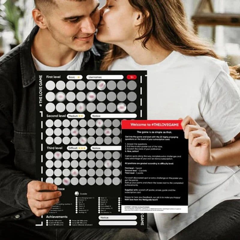 image-1 Piece The Love Game Scratch Off Poster Game Black Paper For Couples Valentine's Day Gifts Wall Poster Gift For Her And For Her
