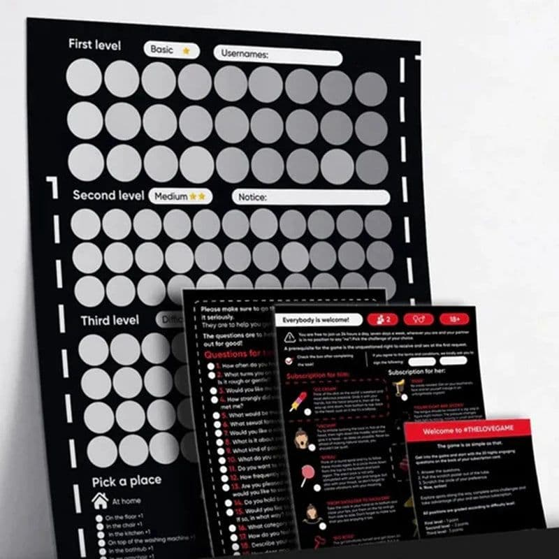 image-1 Piece The Love Game Scratch Off Poster Game Black Paper For Couples Valentine's Day Gifts Wall Poster Gift For Her And For Her