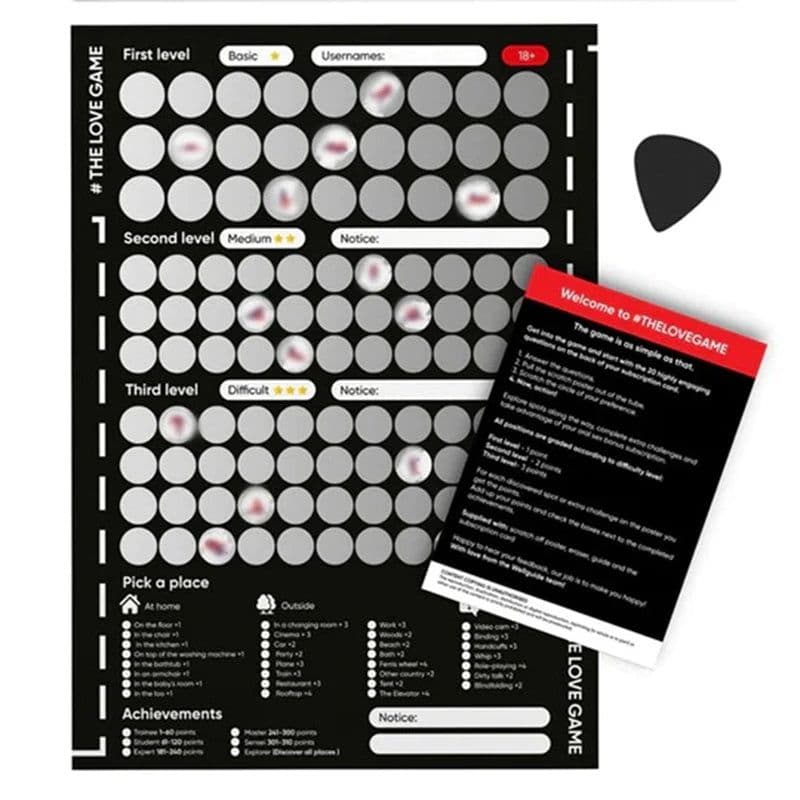 image-1 Piece The Love Game Scratch Off Poster Game Black Paper For Couples Valentine's Day Gifts Wall Poster Gift For Her And For Her