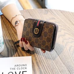 image-Wallet Women Cow Leather Flower Printing Ladies Wallets Short ID Card Holder Vintage Fashion Zipper Portable Money Bag Purses