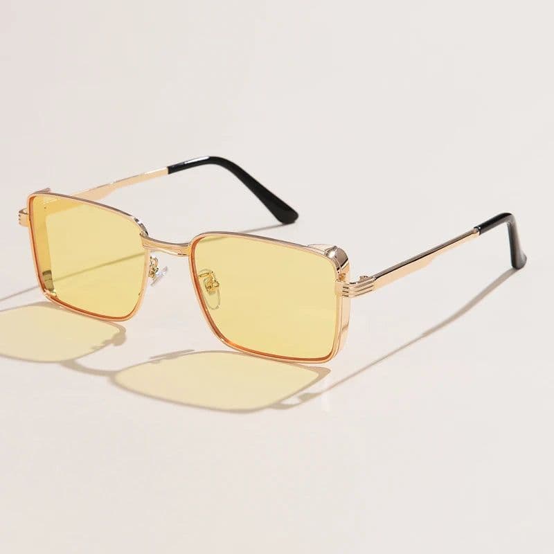 image-Classic Cycling Square Steampunk Sunglasses Luxury Brand Ourdoor Men Women Retro Rectangle Punk Metal Frame Sun Glasses UV400
