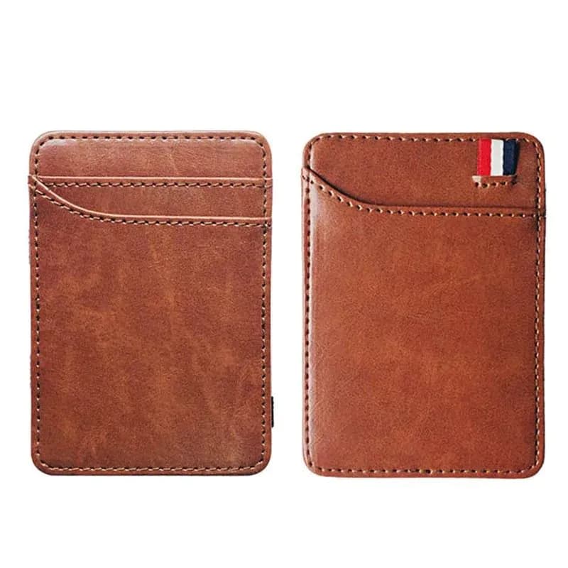 image-New Fashion Slim Men's Leather Magic Wallet Korea Designer Credit Card Holder Women Small Cash Clip Bilfold Man Clamps for Money