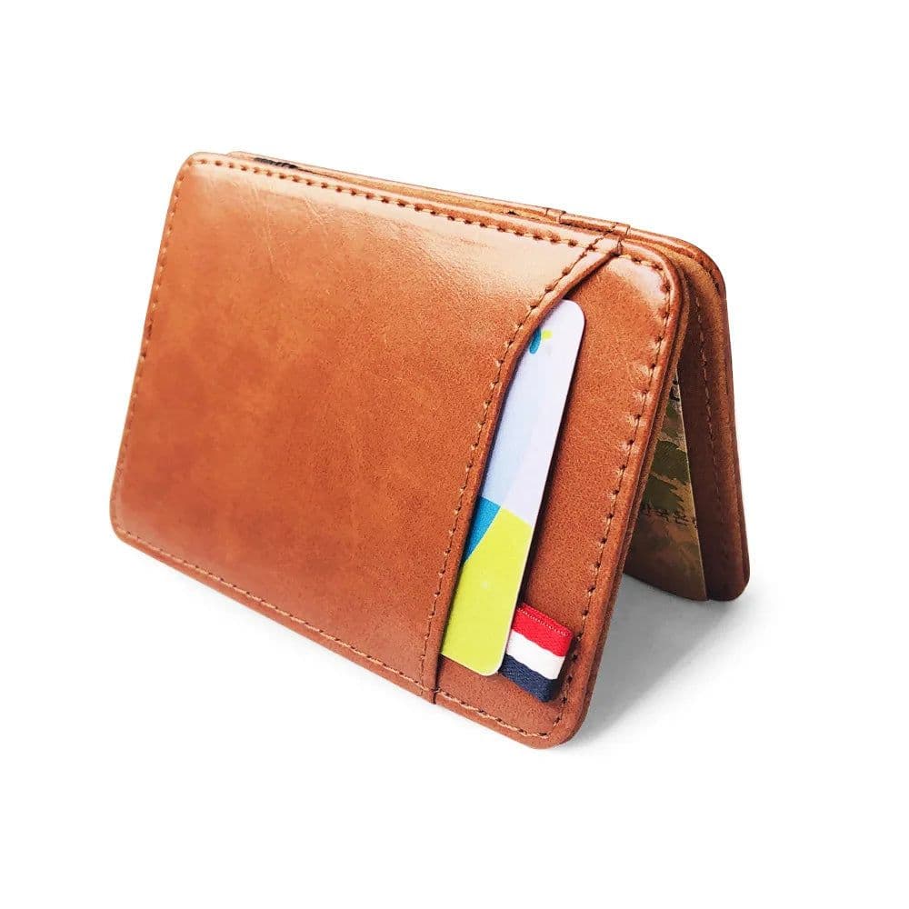 image-New Fashion Slim Men's Leather Magic Wallet Korea Designer Credit Card Holder Women Small Cash Clip Bilfold Man Clamps for Money