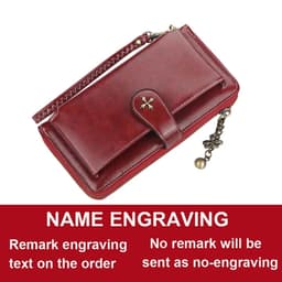 image-Customized Women Wallets Name Engraving Fashion Long PU Leather Quality Card Holder Classic Female Purse Zipper Wallet For Women