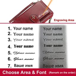 image-Customized Women Wallets Name Engraving Fashion Long PU Leather Quality Card Holder Classic Female Purse Zipper Wallet For Women