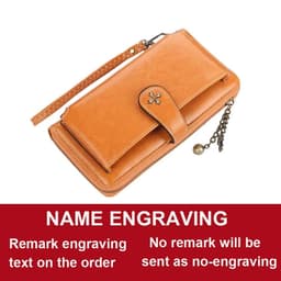 image-Customized Women Wallets Name Engraving Fashion Long PU Leather Quality Card Holder Classic Female Purse Zipper Wallet For Women