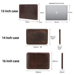 image-CONTACTS FAMILY Retro Leather Laptop Sleeve Case For Macbook Pro Air M2 M3 13 14 16 Inch Cover HP DELL XPS 13 Notebook Bag Men